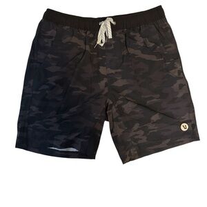 Vuori Black Shorts with Light Gray Drawstring